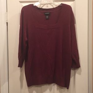 Lane Bryant rayon blend burgundy 3/4 sleeve top